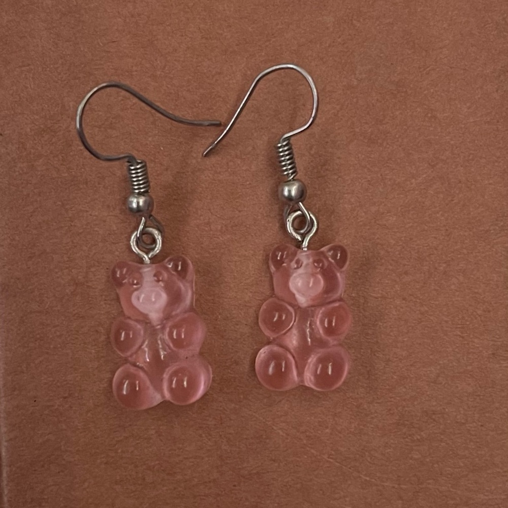 Handmade Pink Gummy Bear earrings